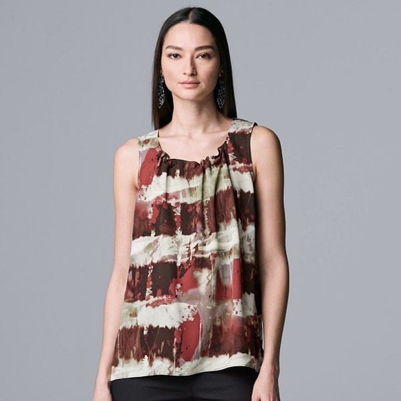 Simply Vera Vera Wang Shirred Neck Shell Tank Top - Picture 1 of 13